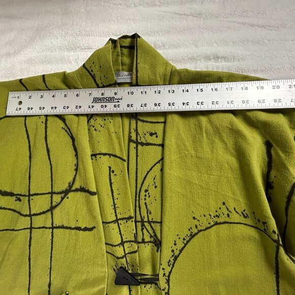 Monika Astara Womens Handmade Abstract Kimono Cardigan Jacket Olive Green Medium - Picture 6 of 8